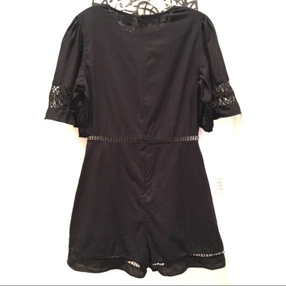 ASOS Broderie Trim Short Sleeve Black Romper NWOT - Picture 5 of 8